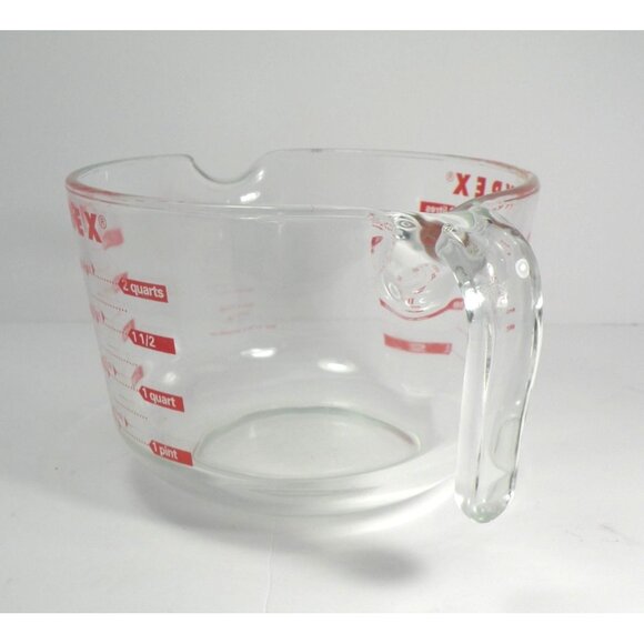 PYREX RARE Red  Vintage All Capital Letters 2 Quart / 8 Cup Glass PYREX Large Gl - Picture 3 of 11